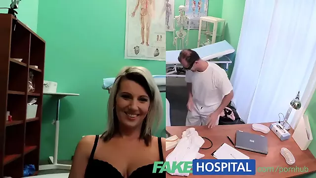 Watch George Uhl's big tits bounce as he fucks his patient's pregnant pussy with his nurse's help