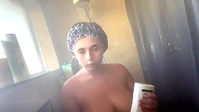 Curvy beauty enjoying a relaxing shower