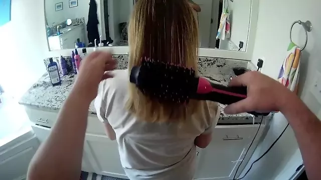 Cuckold Hubby Dries Brushes HotWife's Hair for her Bull Date Cuckold Bull Fluff Preparation