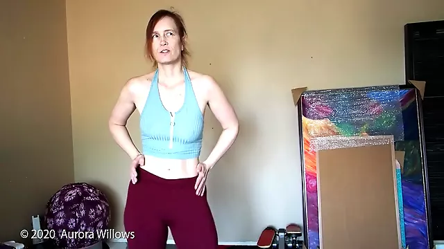 Doing Yoga In Sexy Red Yoga Pants