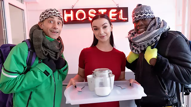 Perverted Lady Gang meets two frozen guys in the hostel