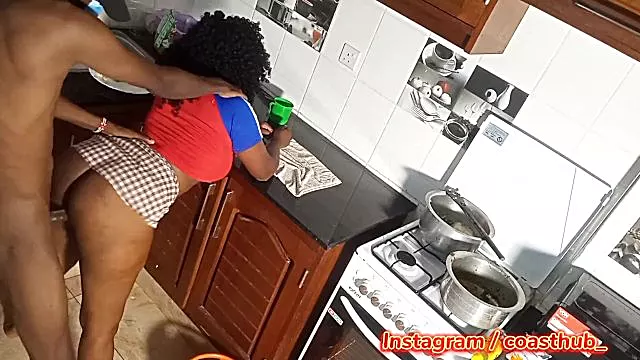 Hot doggystle in the kitchen