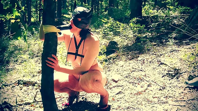 Obedient Slut Wife Sucking Dildo In Forest And Expose Her Self