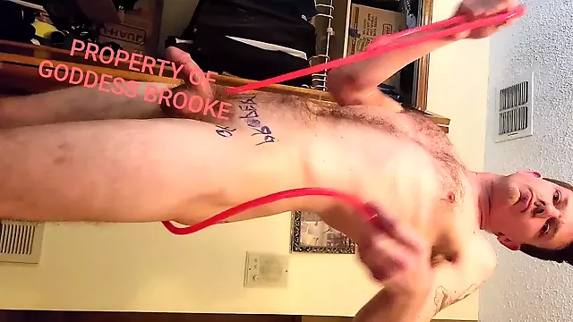 Popping My Asshole S Cherry With A Long Resistance Band - Masturbation