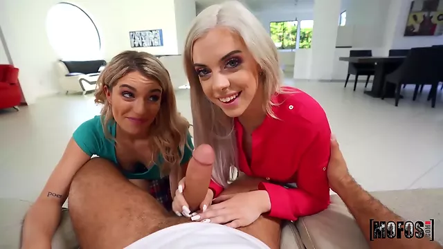 Abby Adams And Allie Nicole - Blonde Roomie Joins For Ffm Fun