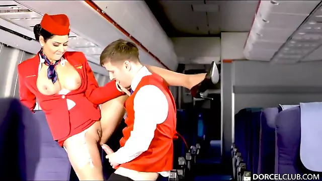 Horny stewardess getting pounded hard