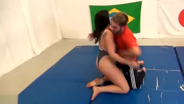 2 Females wrestling 2 males