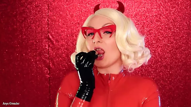 Mukbang ASMR: Eating Chewing Chocolate Car - Latex blonde Arya Grander close up video mouth fetish