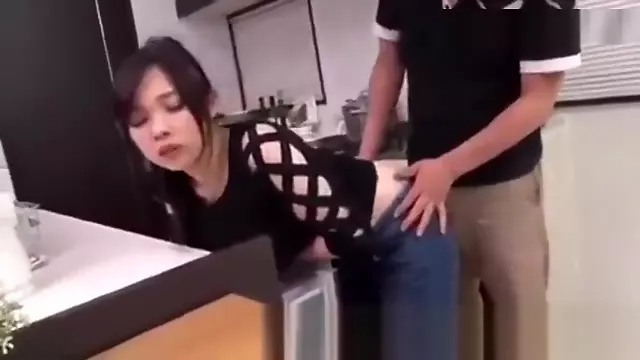 Japanese couple fuck in kitchen