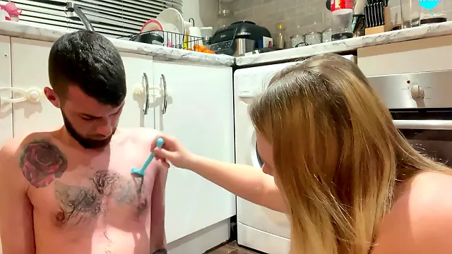 Teen Girlfriend Trying To Shave Her Boyfriends Chest But End Up Fuckin It Up!