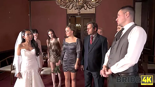 BRIDE4K. Small cheap wedding turns into public fucking action of the brides
